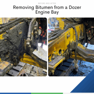 Removing bitumen from dozen engine bay before and after